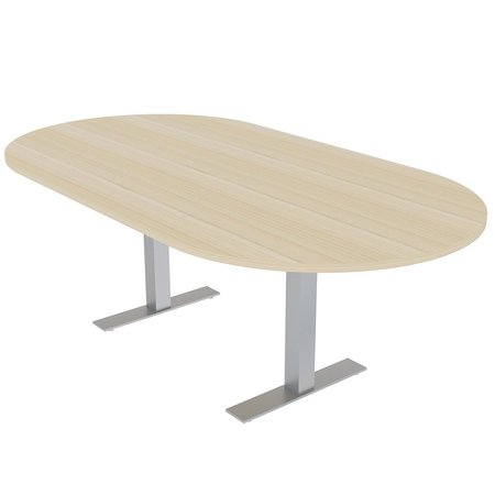 SKUTCHI DESIGNS 6 Person Conference Table, Metal T Bases, Racetrack Shaped, Harmony Series, 6 Ft, Maple HAR-RAC-46X72-T-XD08